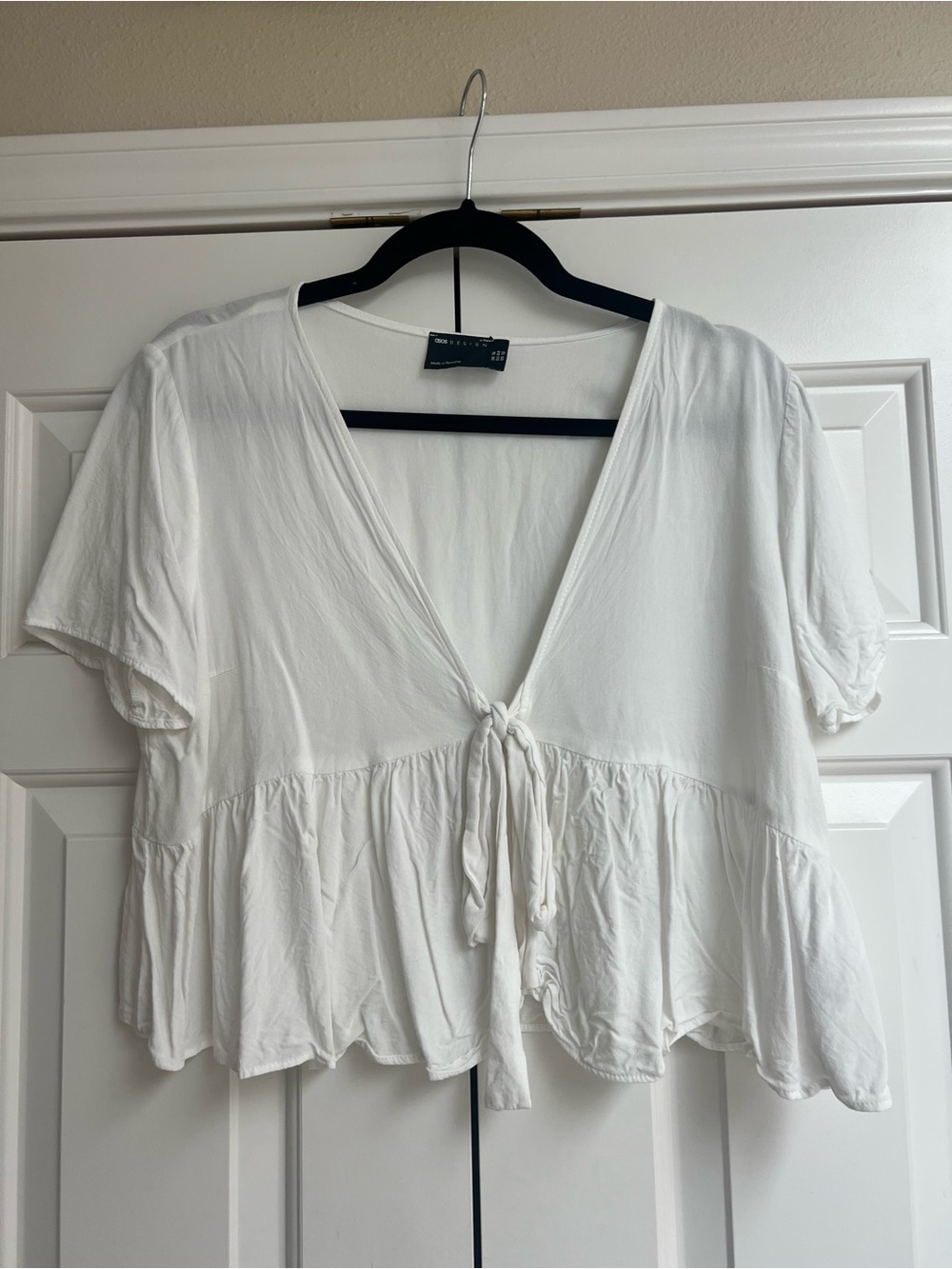 ASOS Design White Tie-Front Women’s Top